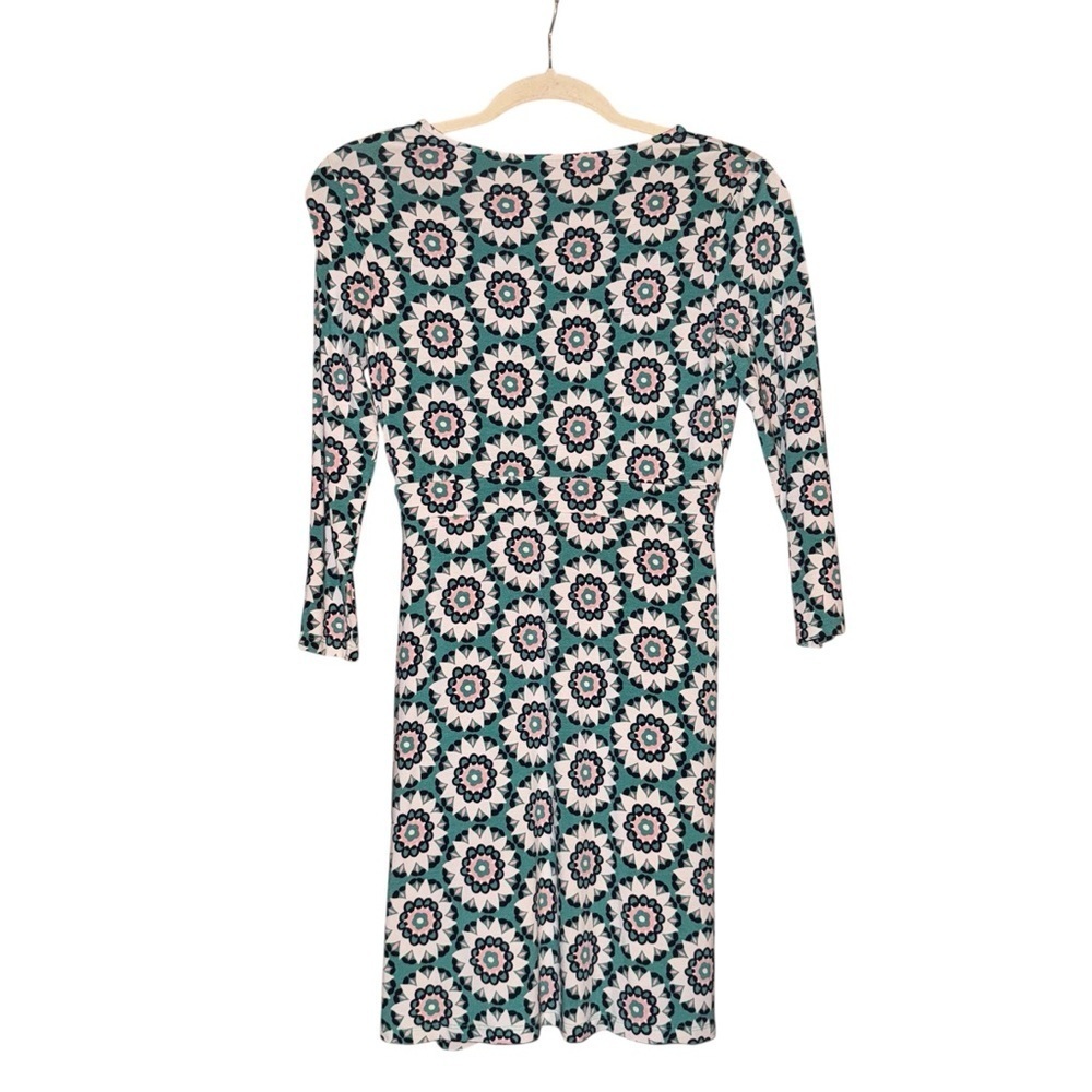 BODEN Shift Jersey V Neck Geometric Mandala Mini Dress WL861 Size 6P Petite - Picture 9 of 14